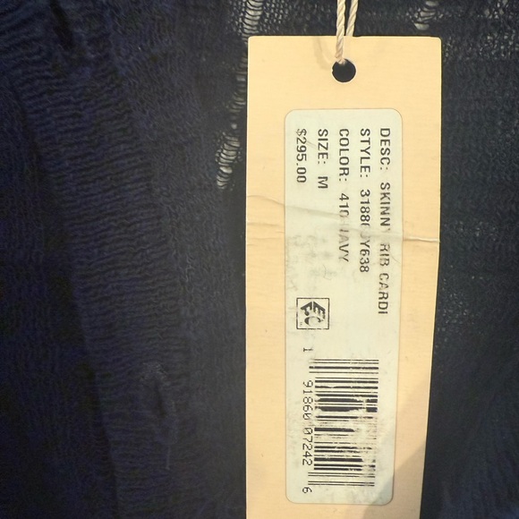 Navy Blue Button-Up Ruffle Cardigan - Picture 3 of 3